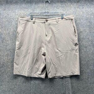 Magaschoni Shorts Men 38 Adult Khaki Chino Pleated Casual Tan Beige Cotton